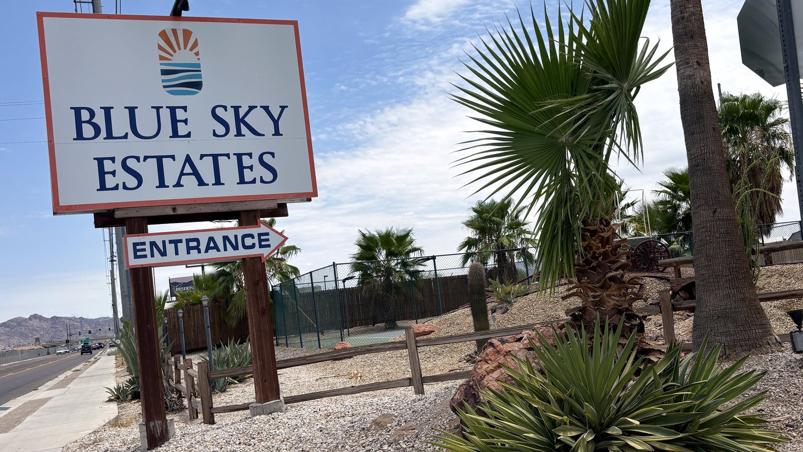 Blue Sky Estates RV park entrance sign, Yuma